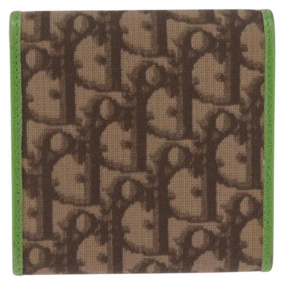 Christian Dior Trotter Canvas Wallet PVC Beige Silver Auth 214219A