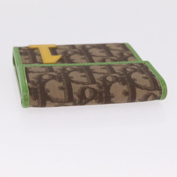 Christian Dior Trotter Canvas Wallet PVC Beige Silver Auth 214219A