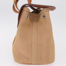 HERMES Valparaiso PM Hand Bag Canvas Leather Beige Silver Auth 214222A-5