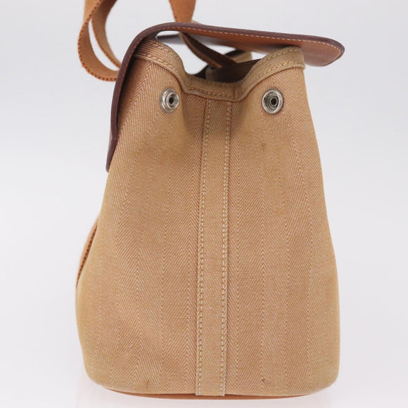 HERMES Valparaiso PM Hand Bag Canvas Leather Beige Silver Auth 214222A