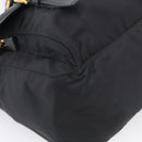 PRADA Shoulder Bag Nylon Black Gold Auth 214225A-11