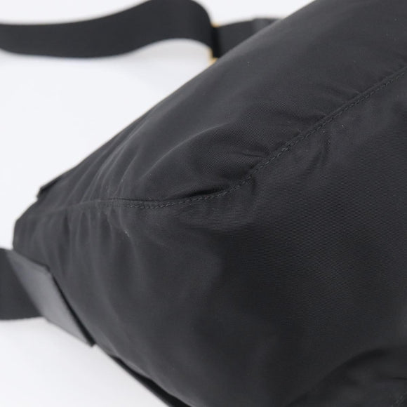 PRADA Shoulder Bag Nylon Black Gold Auth 214225A