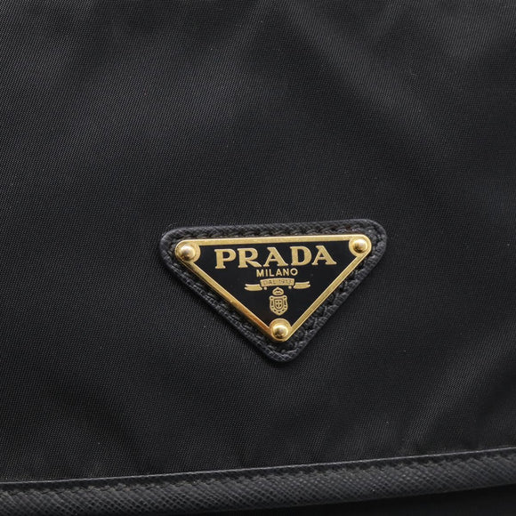 PRADA Shoulder Bag Nylon Black Gold Auth 214225A