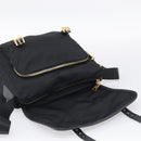 PRADA Shoulder Bag Nylon Black Gold Auth 214225A-17