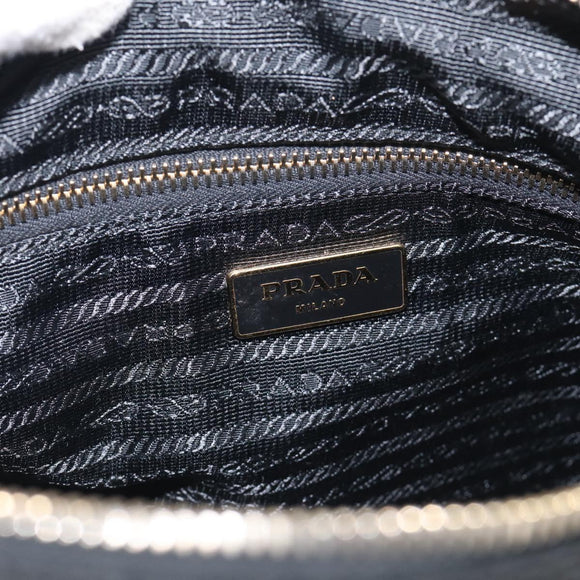 PRADA Shoulder Bag Nylon Black Gold Auth 214225A