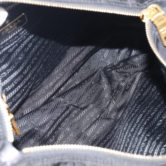 PRADA Shoulder Bag Nylon Black Gold Auth 214225A