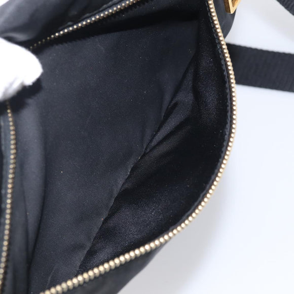 PRADA Shoulder Bag Nylon Black Gold Auth 214225A