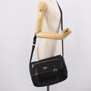 PRADA Shoulder Bag Nylon Black Gold Auth 214225A-29