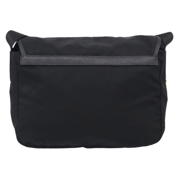 PRADA Shoulder Bag Nylon Black Gold Auth 214225A