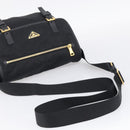 PRADA Shoulder Bag Nylon Black Gold Auth 214225A-7