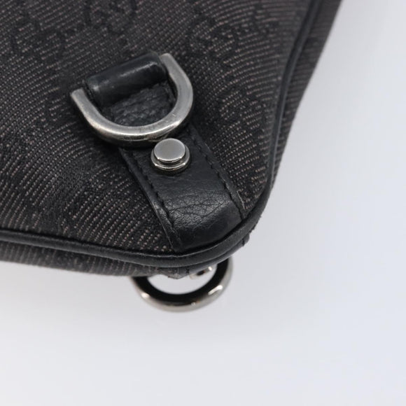 GUCCI GG Canvas Abbey Shoulder Bag Black Silver 268642 Auth 214226