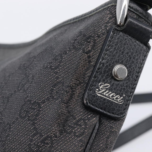 GUCCI GG Canvas Abbey Shoulder Bag Black Silver 268642 Auth 214226