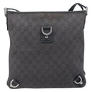 GUCCI GG Canvas Abbey Shoulder Bag Black Silver 268642 Auth 214226-2