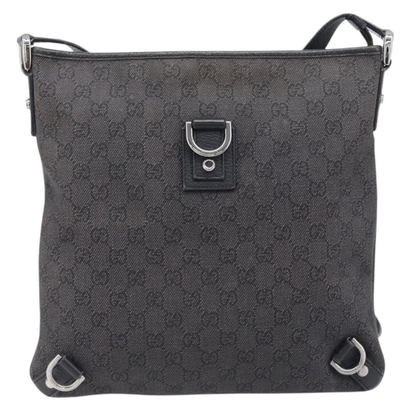 GUCCI GG Canvas Abbey Shoulder Bag Black Silver 268642 Auth 214226