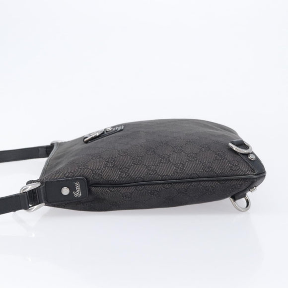 GUCCI GG Canvas Abbey Shoulder Bag Black Silver 268642 Auth 214226