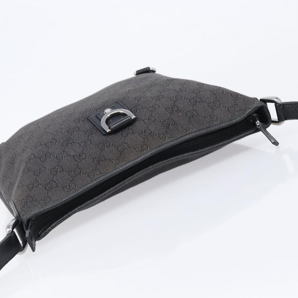 GUCCI GG Canvas Abbey Shoulder Bag Black Silver 268642 Auth 214226