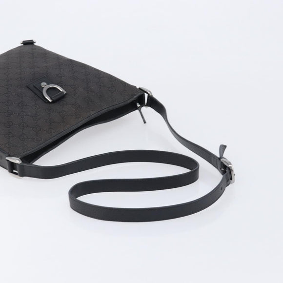 GUCCI GG Canvas Abbey Shoulder Bag Black Silver 268642 Auth 214226