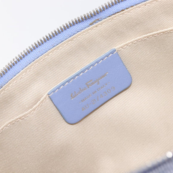 Salvatore Ferragamo Vala Shoulder Bag Canvas Purple Silver Auth 214227A