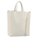 CELINE Vertical Cabas Hand Bag Leather 2way White Auth 214231-1