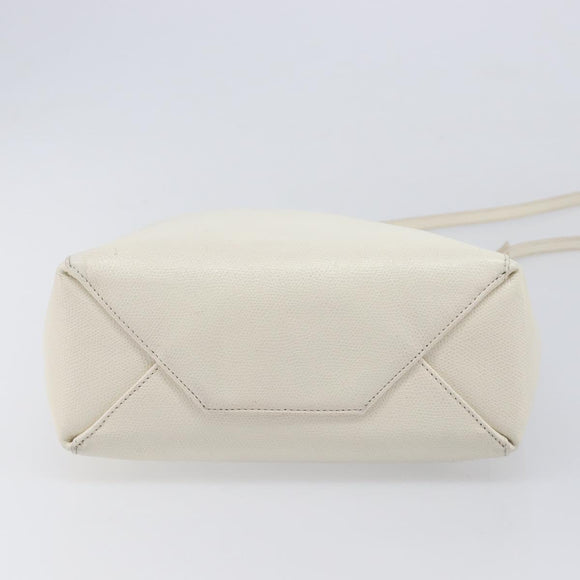 CELINE Vertical Cabas Hand Bag Leather 2way White Auth 214231