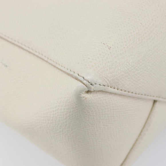CELINE Vertical Cabas Hand Bag Leather 2way White Auth 214231