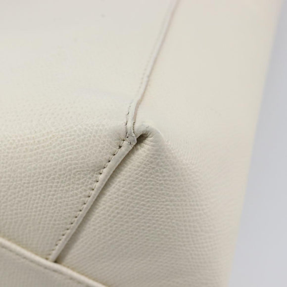 CELINE Vertical Cabas Hand Bag Leather 2way White Auth 214231