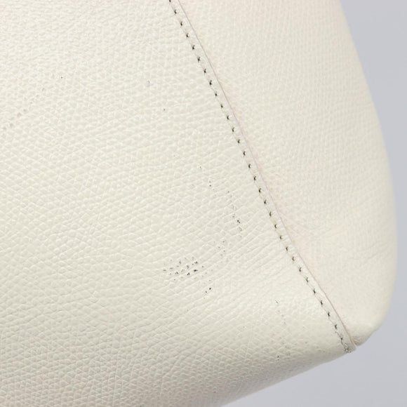 CELINE Vertical Cabas Hand Bag Leather 2way White Auth 214231