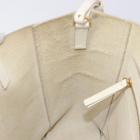 CELINE Vertical Cabas Hand Bag Leather 2way White Auth 214231
