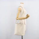 CELINE Vertical Cabas Hand Bag Leather 2way White Auth 214231-27