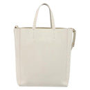 CELINE Vertical Cabas Hand Bag Leather 2way White Auth 214231-3