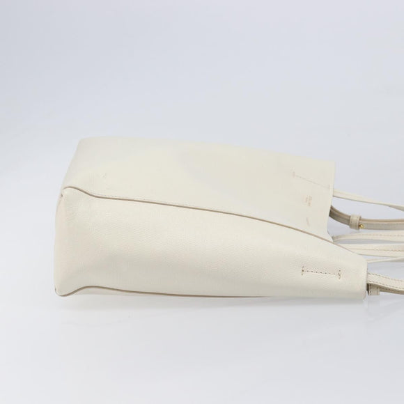 CELINE Vertical Cabas Hand Bag Leather 2way White Auth 214231