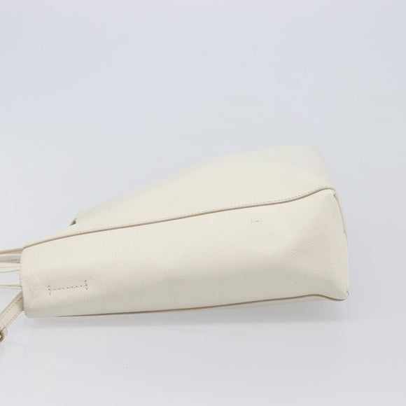 CELINE Vertical Cabas Hand Bag Leather 2way White Auth 214231