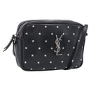 Saint Laurent Roux Shoulder Bag Leather Black Silver Auth 214232V-1