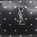 Saint Laurent Roux Shoulder Bag Leather Black Silver Auth 214232V-14