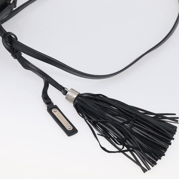 Saint Laurent Roux Shoulder Bag Leather Black Silver Auth 214232V