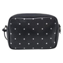 Saint Laurent Roux Shoulder Bag Leather Black Silver Auth 214232V-3