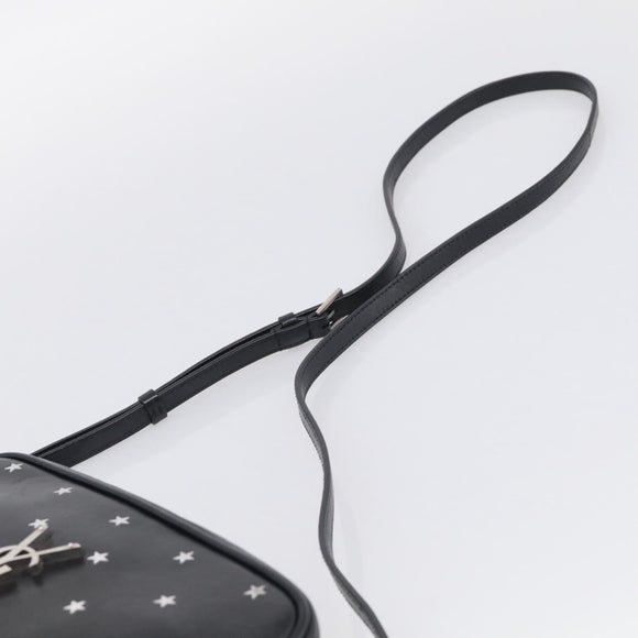 Saint Laurent Roux Shoulder Bag Leather Black Silver Auth 214232V