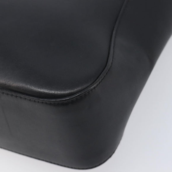 GUCCI Web Sherry Line Tote Bag Leather Black Silver 73983 Auth 214236A