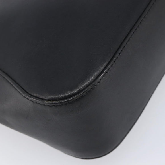 GUCCI Web Sherry Line Tote Bag Leather Black Silver 73983 Auth 214236A