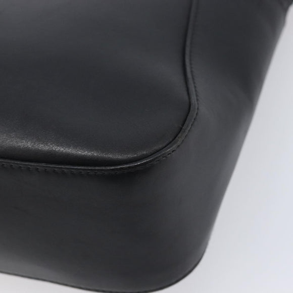 GUCCI Web Sherry Line Tote Bag Leather Black Silver 73983 Auth 214236A