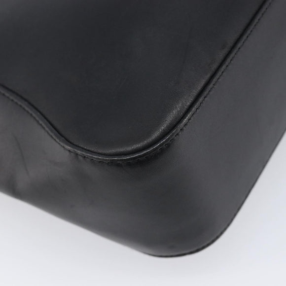 GUCCI Web Sherry Line Tote Bag Leather Black Silver 73983 Auth 214236A