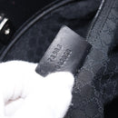 GUCCI Web Sherry Line Tote Bag Leather Black Silver 73983 Auth 214236A-22