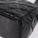 CHANEL Matelasse Tote Bag Patent leather Black Silver CC Auth 214239-11