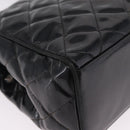 CHANEL Matelasse Tote Bag Patent leather Black Silver CC Auth 214239-12