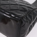 CHANEL Matelasse Tote Bag Patent leather Black Silver CC Auth 214239-13