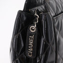 CHANEL Matelasse Tote Bag Patent leather Black Silver CC Auth 214239-14