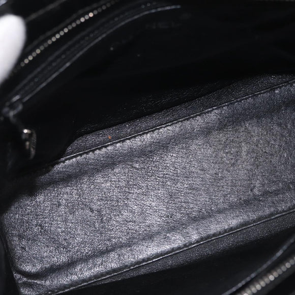 CHANEL Matelasse Tote Bag Patent leather Black Silver CC Auth 214239