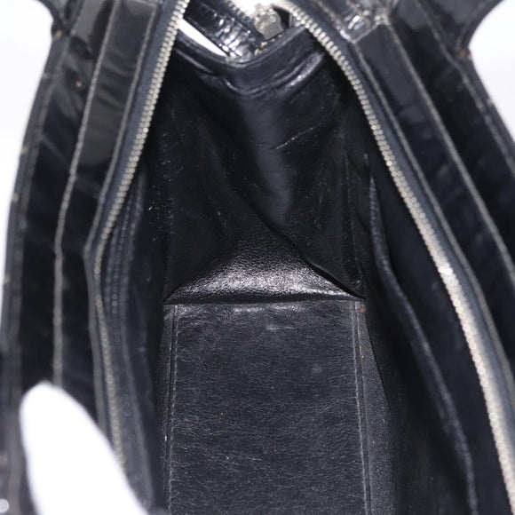 CHANEL Matelasse Tote Bag Patent leather Black Silver CC Auth 214239