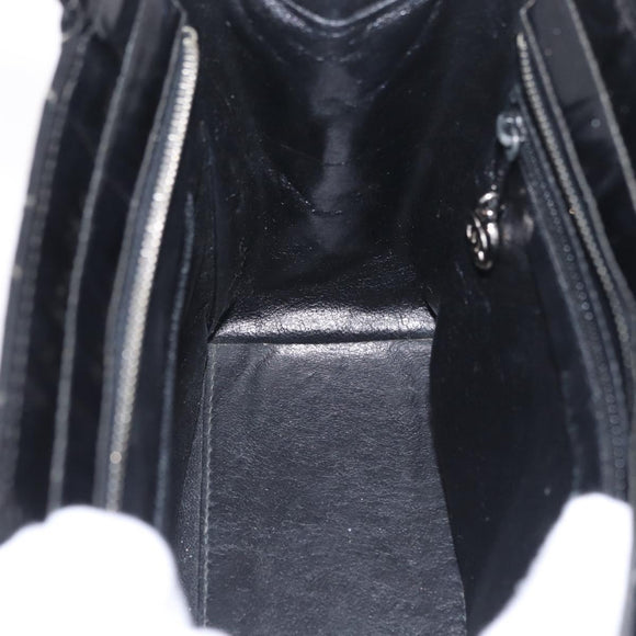 CHANEL Matelasse Tote Bag Patent leather Black Silver CC Auth 214239