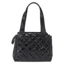 CHANEL Matelasse Tote Bag Patent leather Black Silver CC Auth 214239-3
